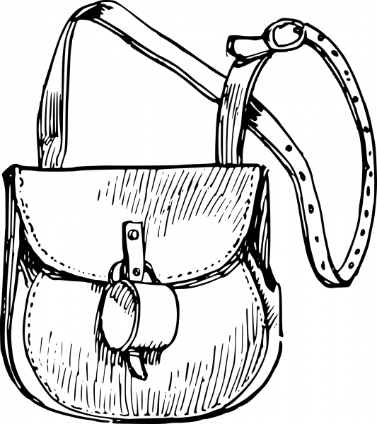 Vintage Pouch with Cup coloring page image