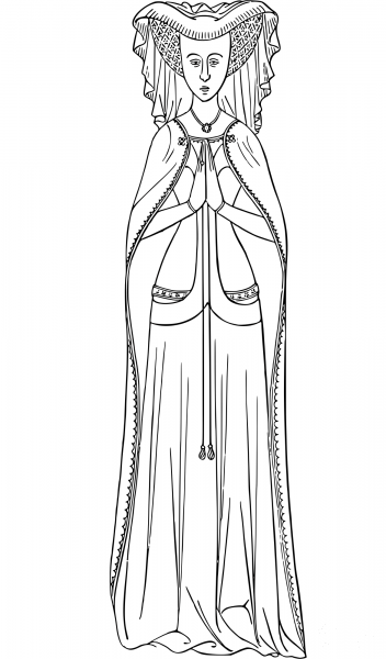 Vintage Praying Lady coloring page image