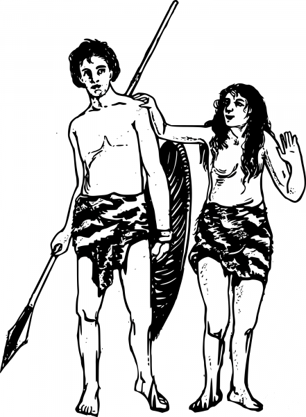 Vintage Primitive Couple coloring page image