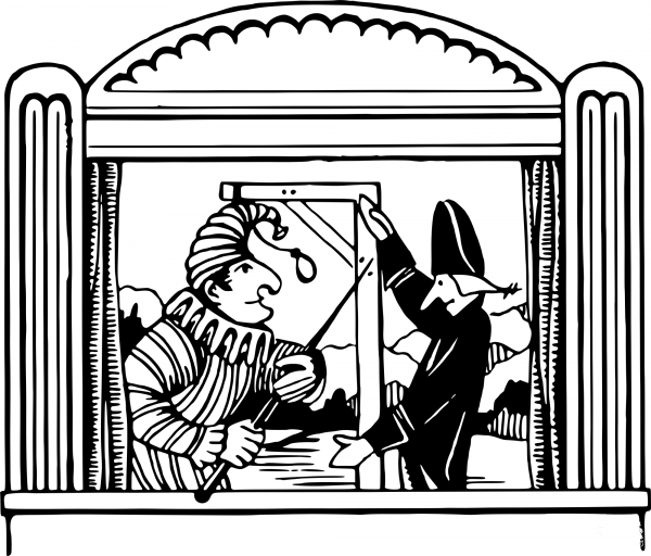 Vintage Puppet Show coloring page image