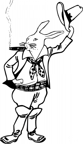 Vintage Rabbit Cowboy coloring page image
