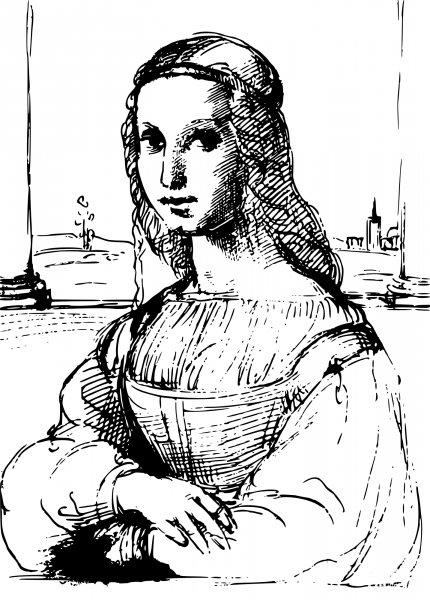Vintage Raphaels Sketch Based on Mona Lisa coloring page image