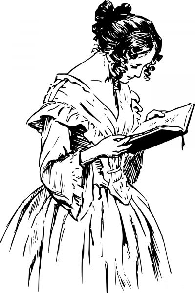 Vintage Reader coloring page image