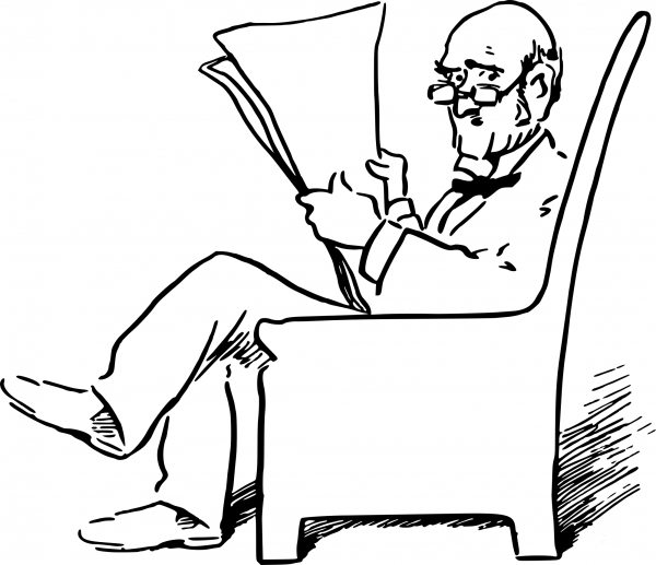 Vintage Reading the Newspaper coloring page image