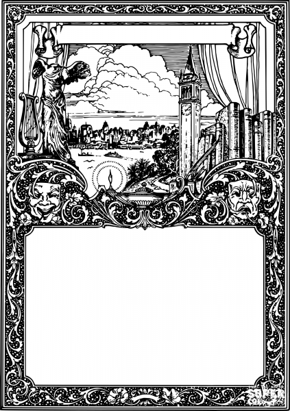 Vintage Retro Drama Frame coloring page image