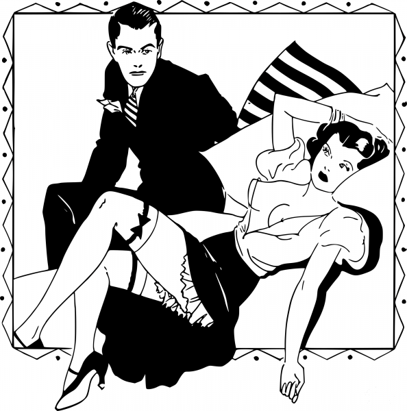 Vintage Retro Man and Woman coloring page image