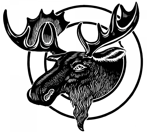 Vintage Retro Moose Head coloring page image
