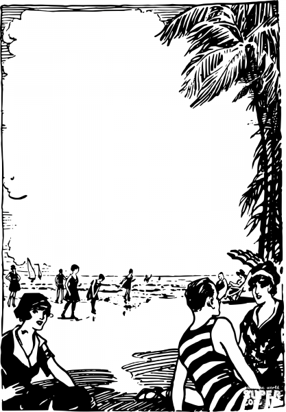 Vintage Retro Resort Beach Frame coloring page image
