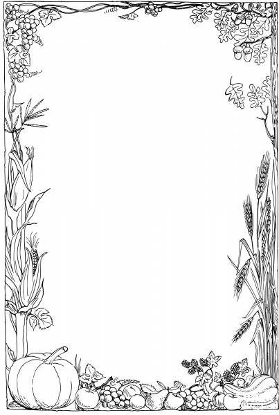 Vintage Retro Thanksgiving Frame coloring page image