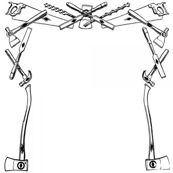 Vintage Retro Tools Frame coloring page image
