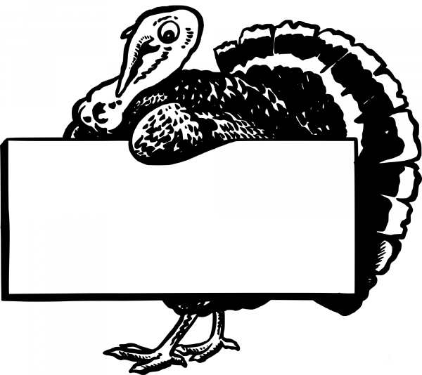 Vintage Retro Turkey Frame coloring page image
