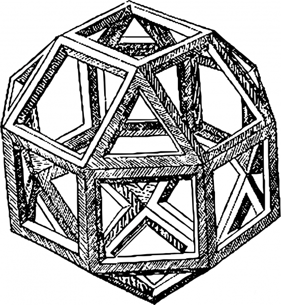 Vintage Rhombicuboctahedron by Leonardo Da Vinci coloring page image