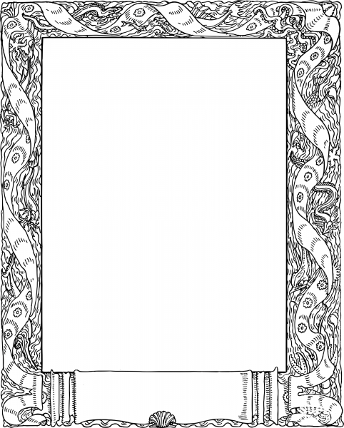 Vintage Ribbon Frame coloring page image