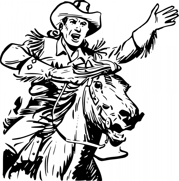 Vintage Riding Cowboy coloring page image