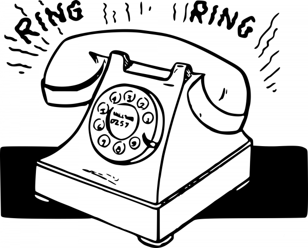 Vintage Ringing Telephone coloring page image