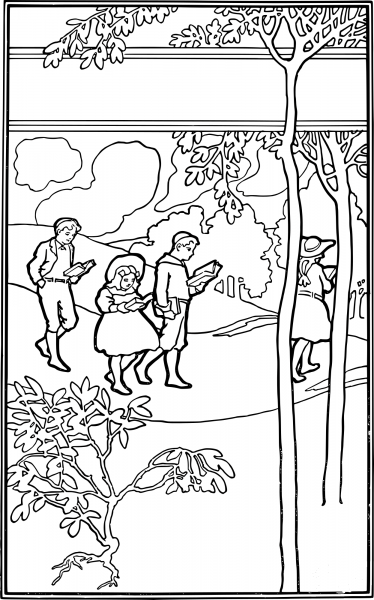 Vintage Road Library coloring page image