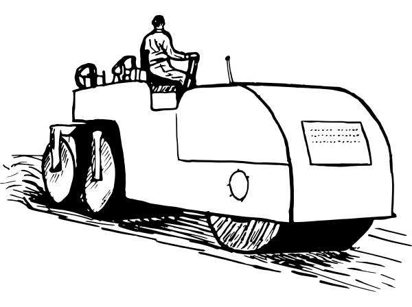 Vintage Road Roller coloring page image