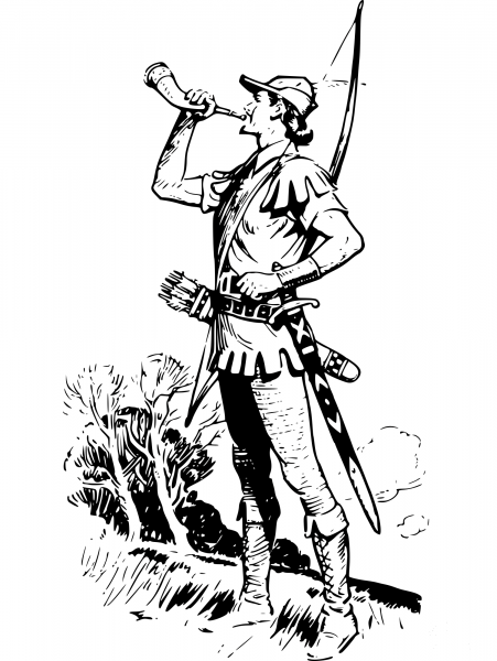 Vintage Robin Hood coloring page image