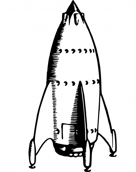 Vintage Rocket Ship coloring page image