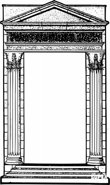 Vintage Roman Temple Frame coloring page image