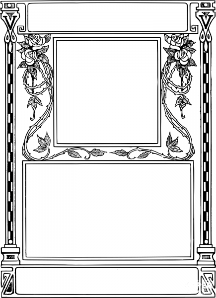 Vintage Rose Frame coloring page image