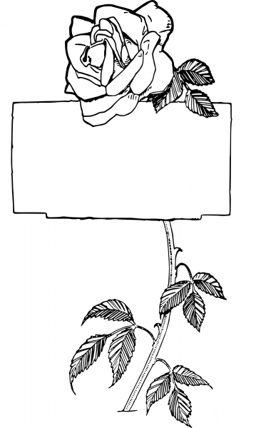 Vintage Rose Frame coloring page image