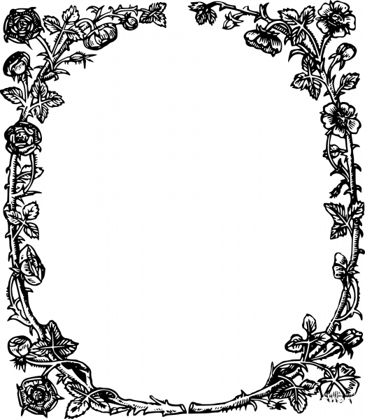 Vintage Rose Frame coloring page image