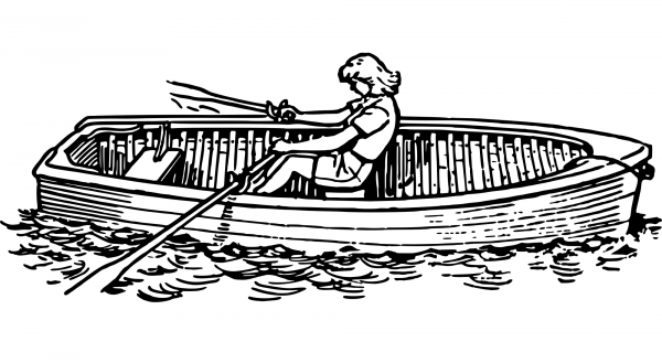 Vintage Rowboat coloring page image