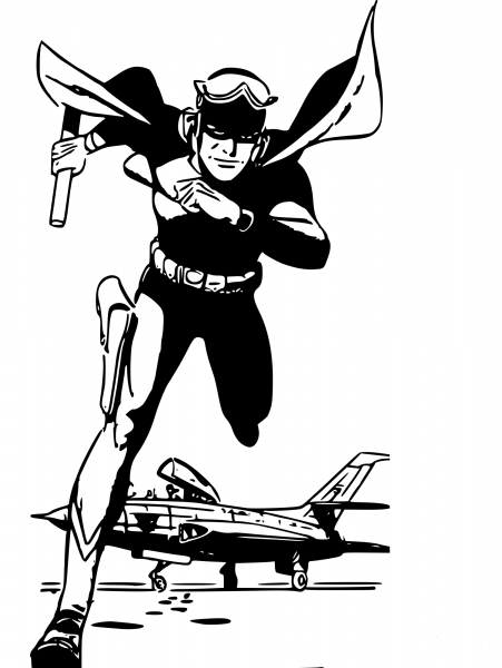 Vintage Running Superhero coloring page image