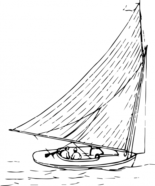Vintage Sail Boat coloring page image