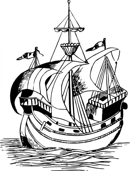 Vintage Sailing Ship coloring page image