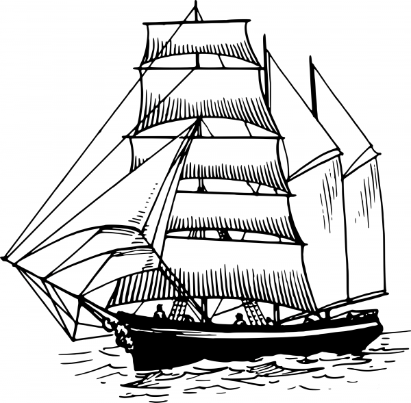 Vintage Sailing Ship coloring page image