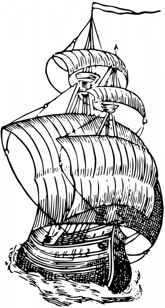 Vintage Sailing Ship coloring page image