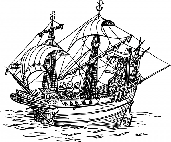 Vintage Sailing Ship coloring page image