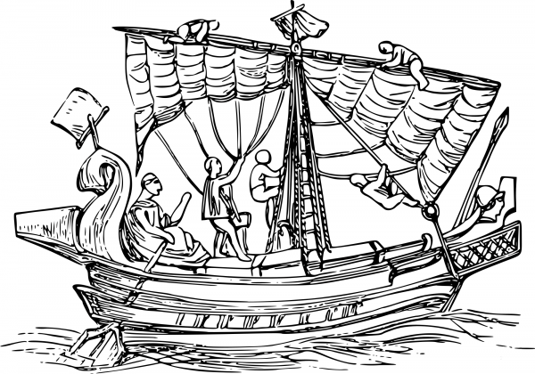 Vintage Sailing Ship coloring page image