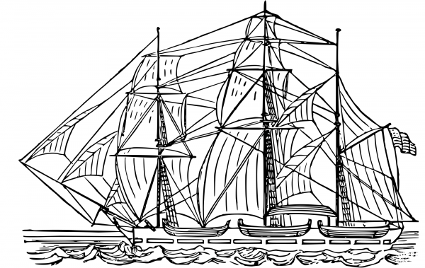 Vintage Sailing Ship coloring page image
