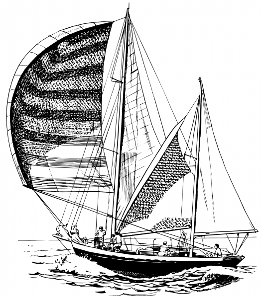 Vintage Sailing Ship coloring page image