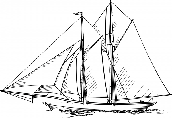 Vintage Sailing Ship coloring page image