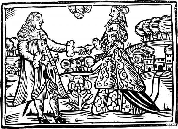 Vintage Sailor and Wife coloring page image