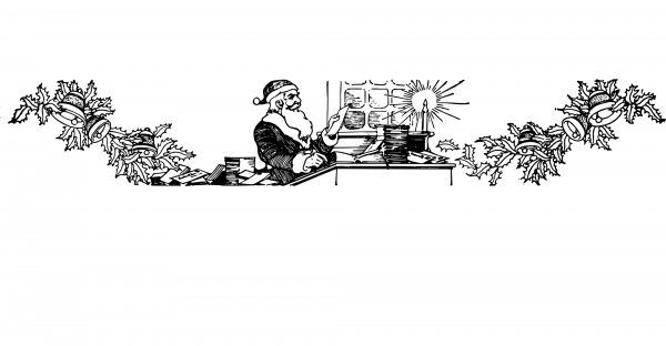 Vintage Santa Checks Mail coloring page image