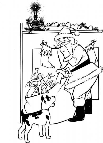 Vintage Santa Claus coloring page image