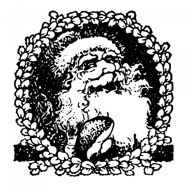 Vintage Santa in Holly Frame coloring page image