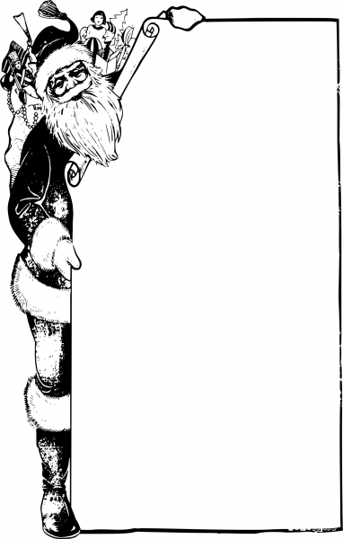 Vintage Santa Paper Frame coloring page image