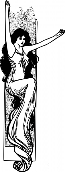 Vintage Saucy Lady Hands up coloring page image