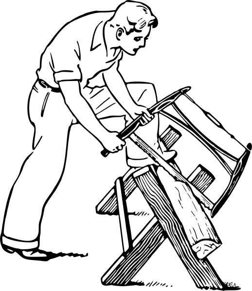 Vintage Sawing coloring page image