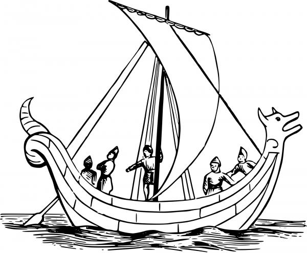 Vintage Saxon Ship coloring page image