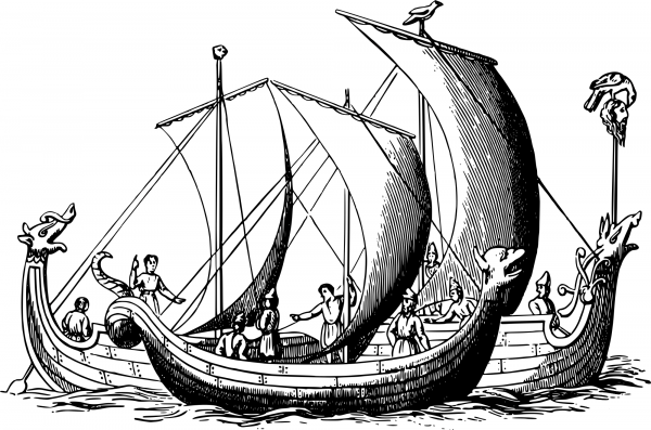 Vintage Saxon Ships coloring page image