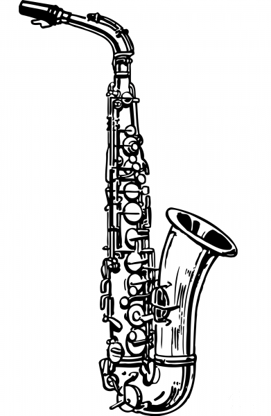 Vintage Saxophone coloring page image