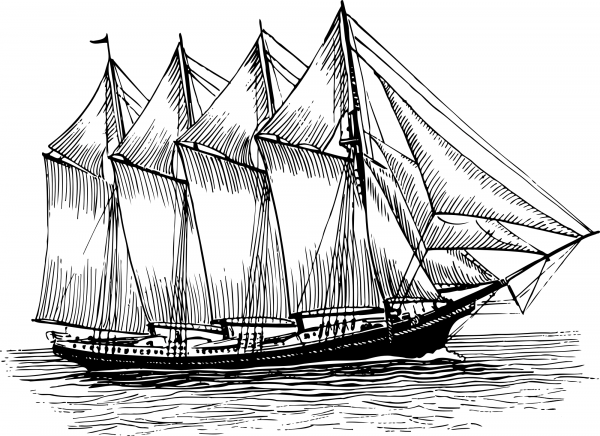 Vintage Schooner coloring page image