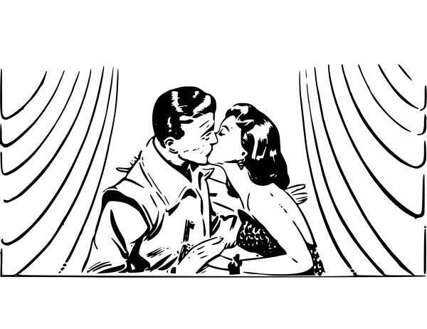 Vintage Science Fiction Kiss coloring page image